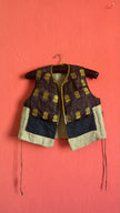 Vintage 1930s Brocade And Linen Patchwork Folk Vest