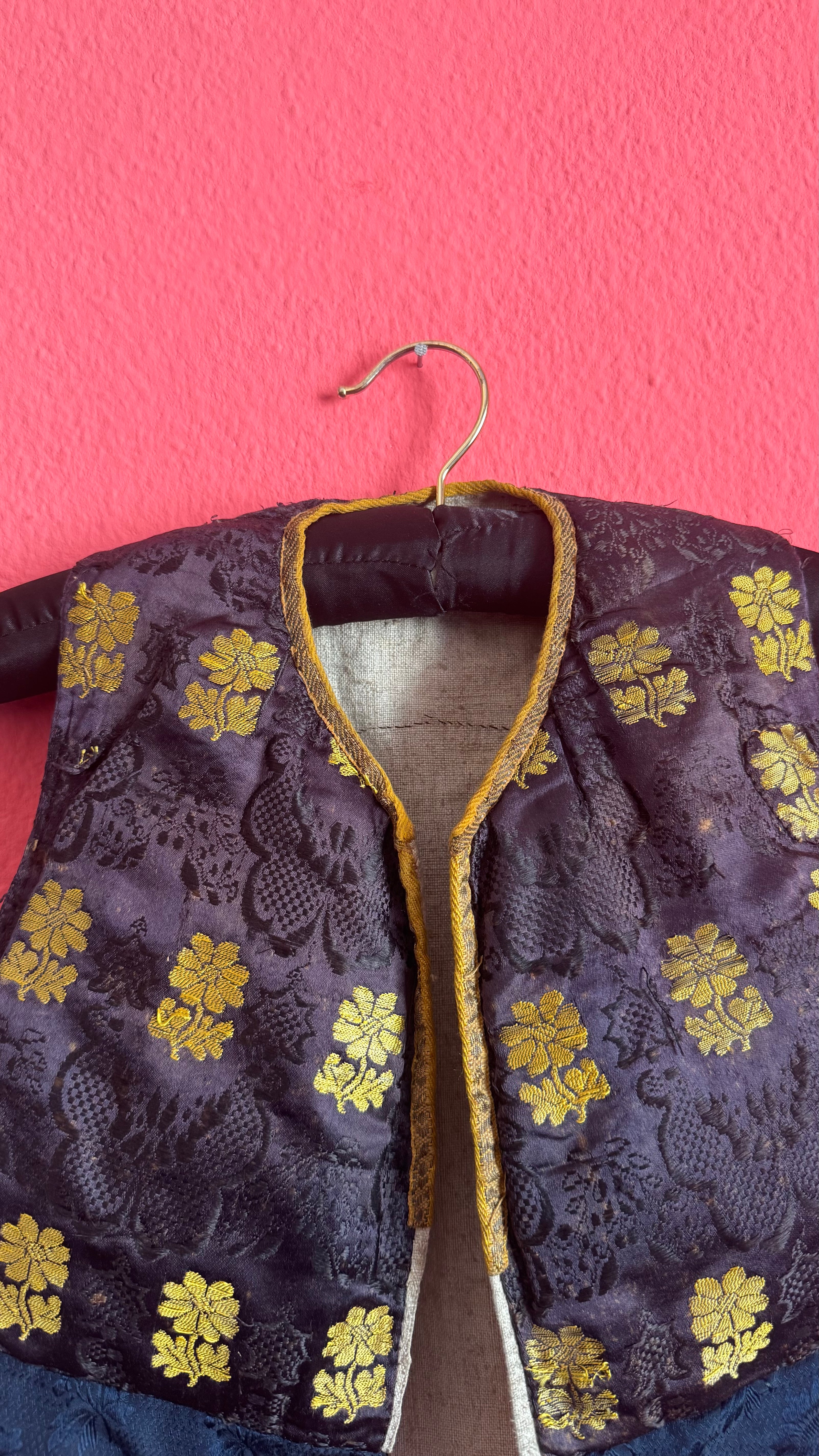 Vintage 1930s Brocade And Linen Patchwork Folk Vest