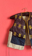 Vintage 1930s Brocade And Linen Patchwork Folk Vest