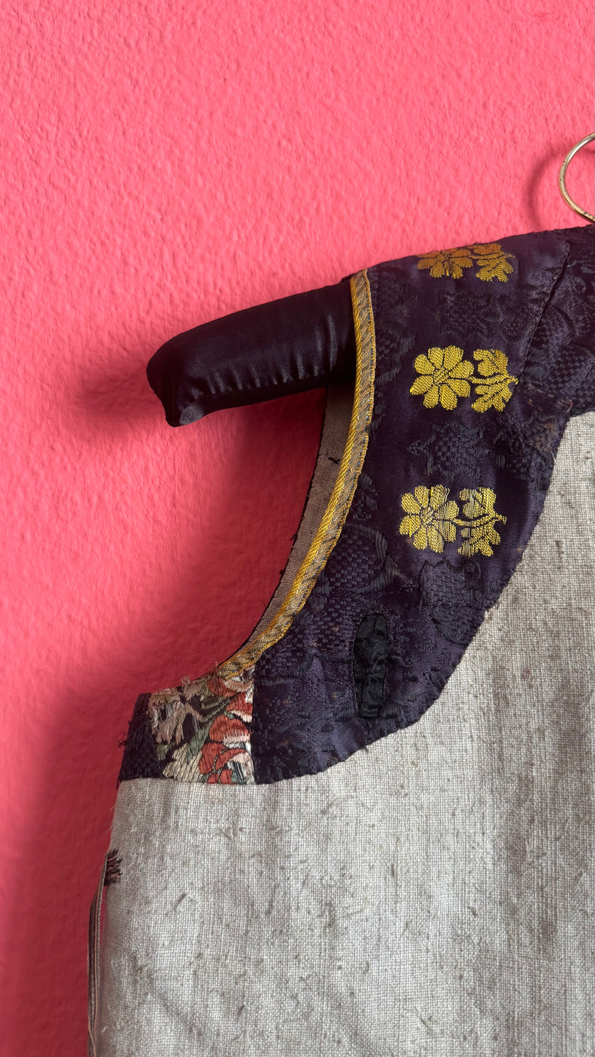 Vintage 1930s Brocade And Linen Patchwork Folk Vest