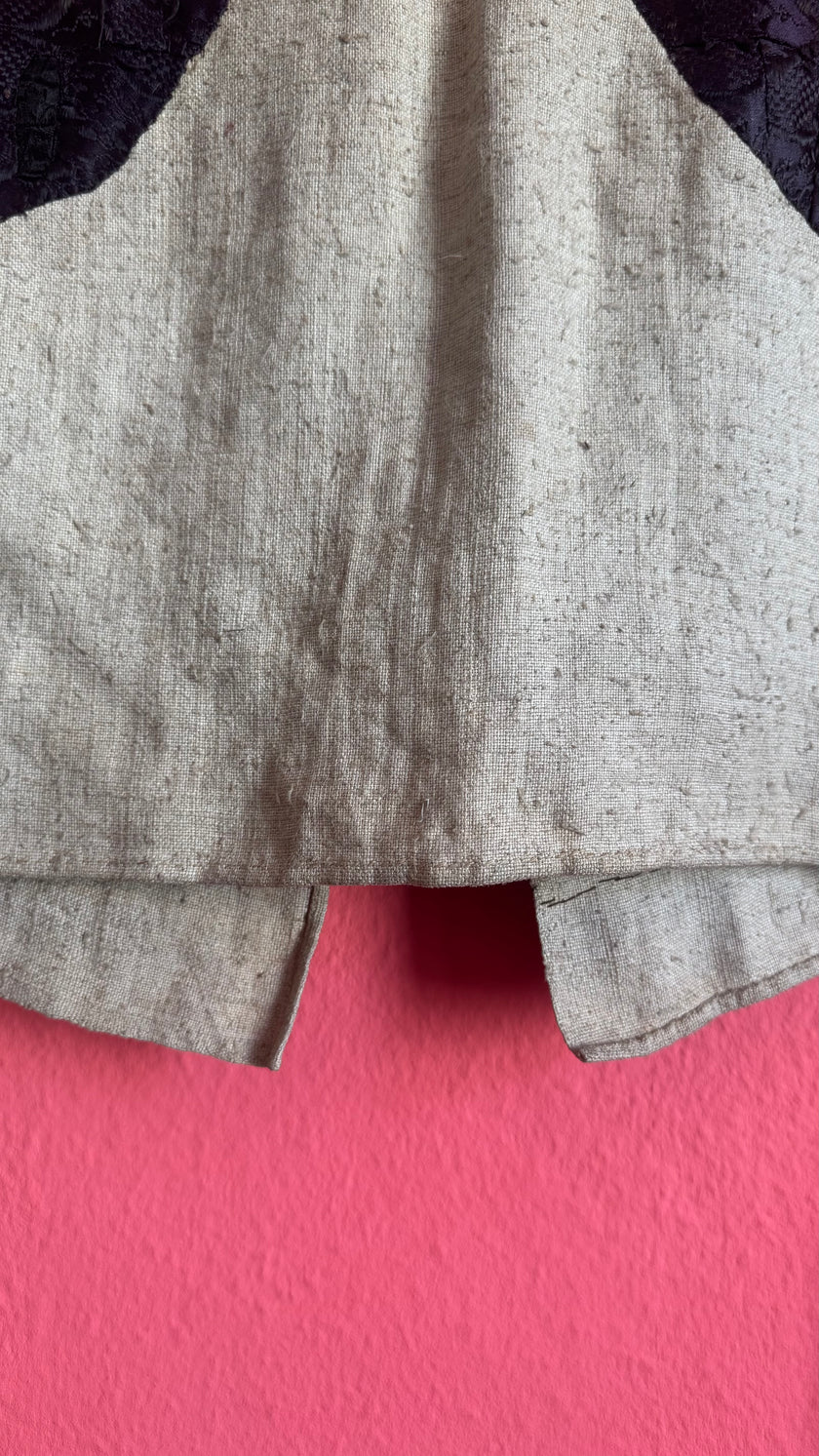 Vintage 1930s Brocade And Linen Patchwork Folk Vest