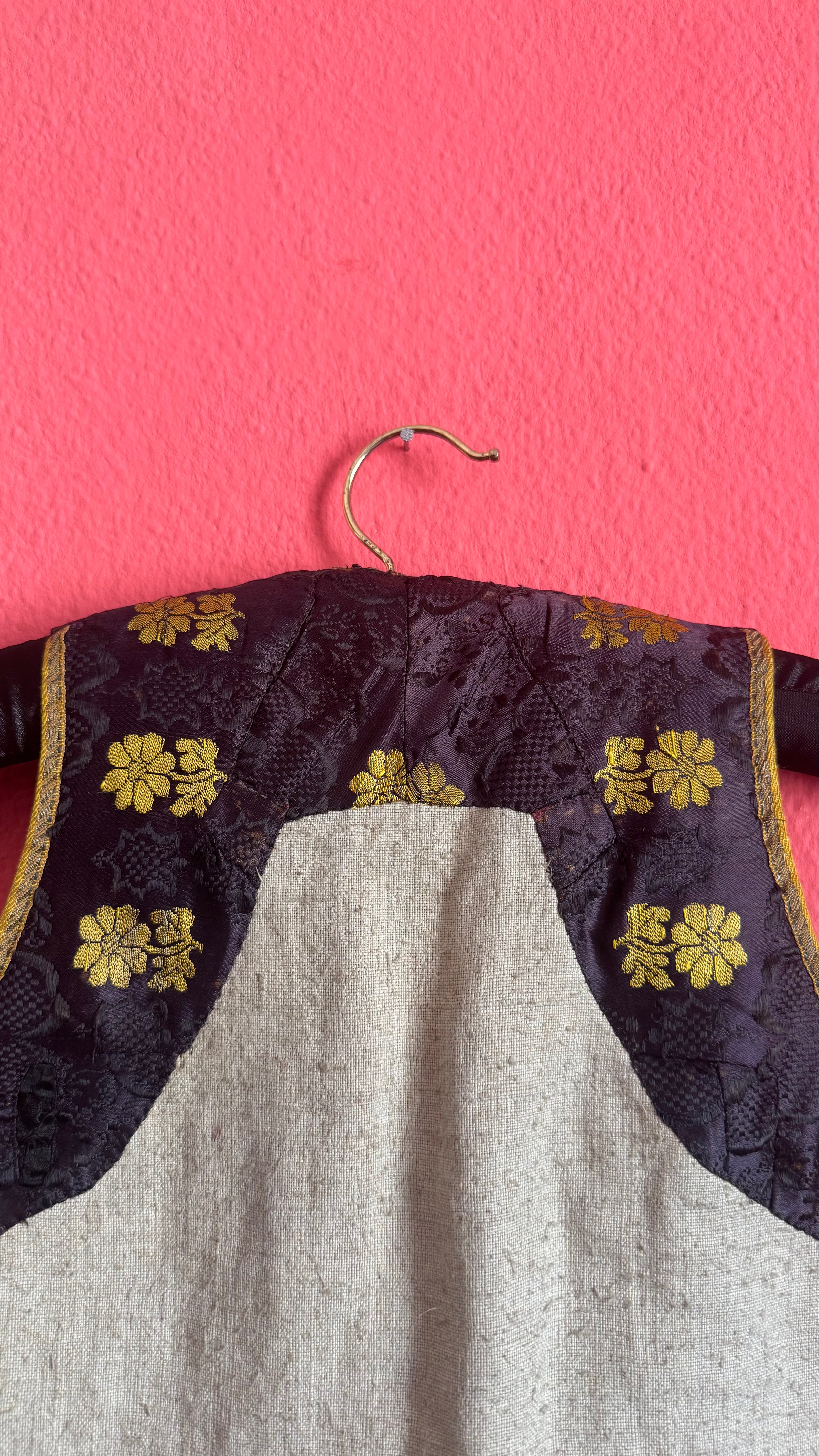 Vintage 1930s Brocade And Linen Patchwork Folk Vest