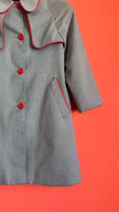 Vintage 1960s Blue Girls’ 10 Years Old Coat With Red Piping By Rainett Paris