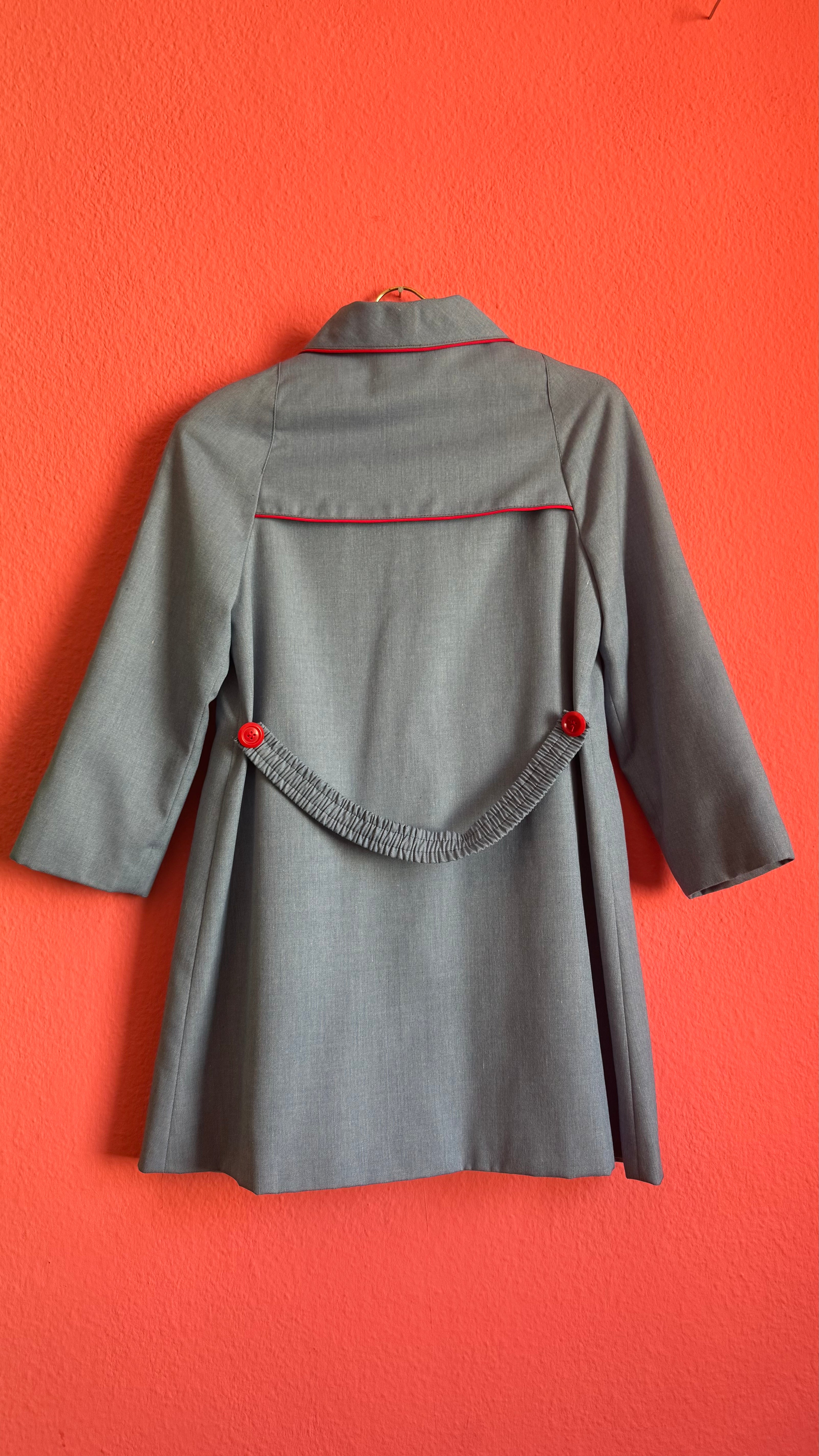 Vintage 1960s Blue Girls’ 10 Years Old Coat With Red Piping By Rainett Paris