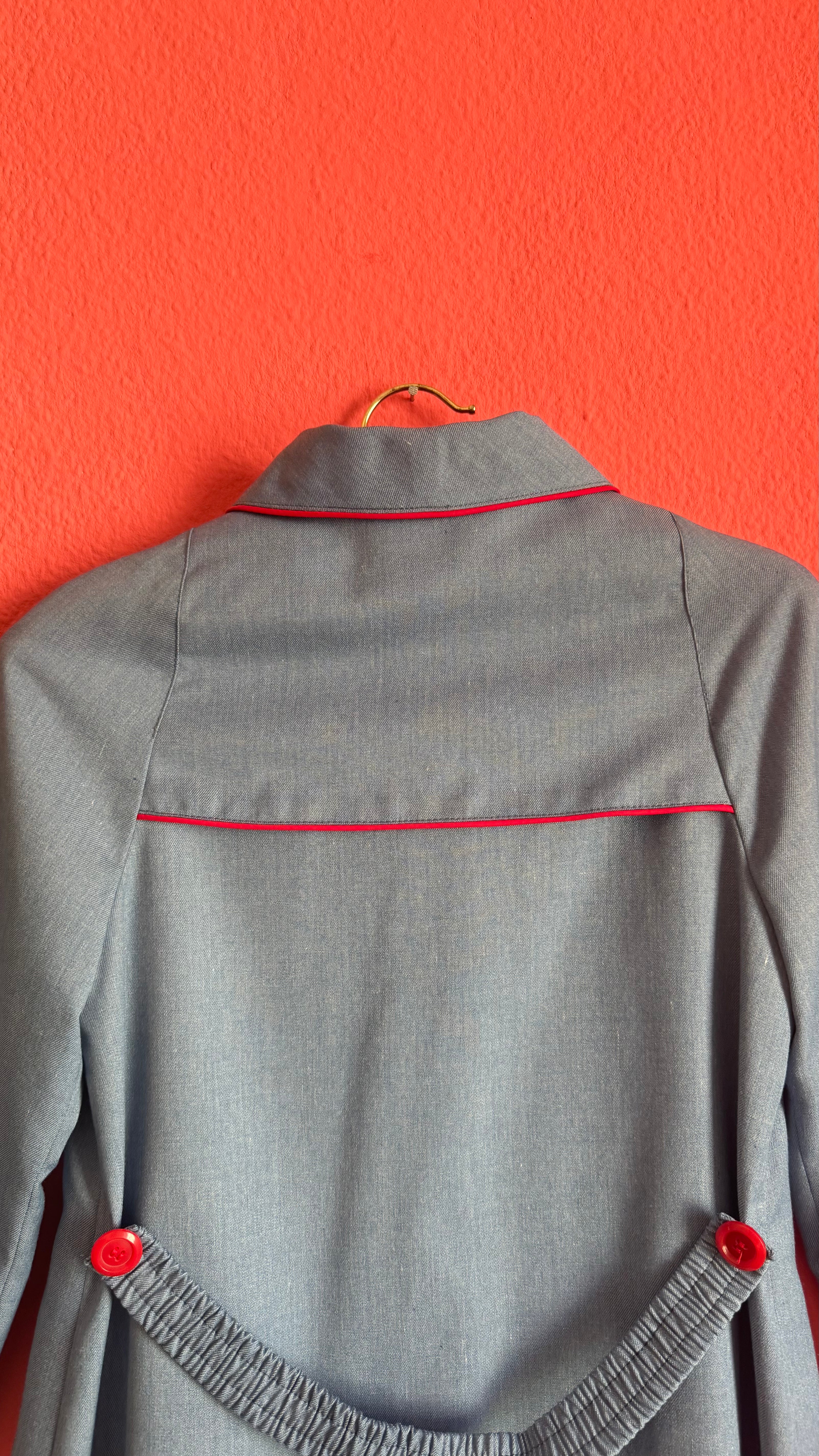 Vintage 1960s Blue Girls’ 10 Years Old Coat With Red Piping By Rainett Paris