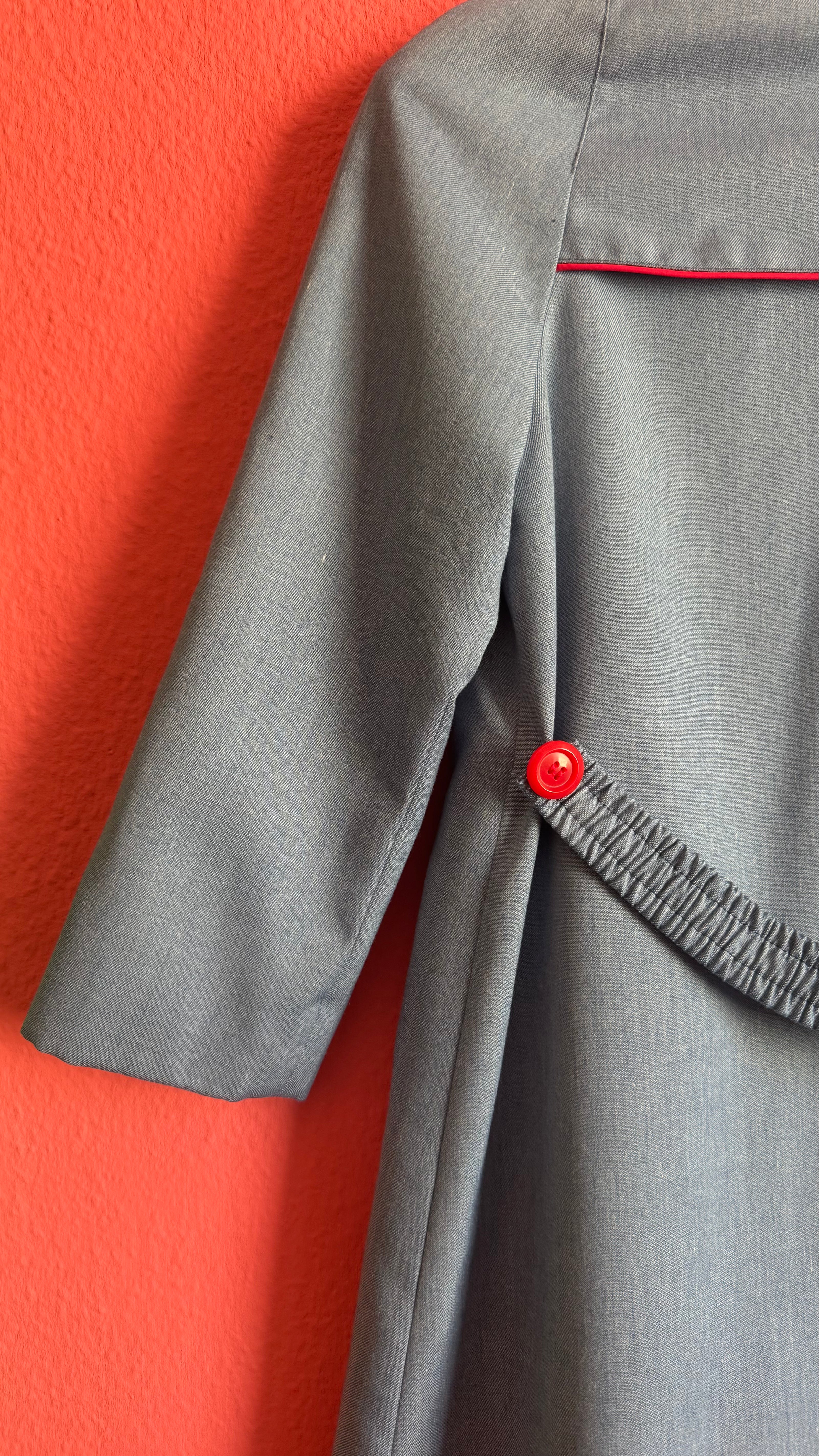 Vintage 1960s Blue Girls’ 10 Years Old Coat With Red Piping By Rainett Paris