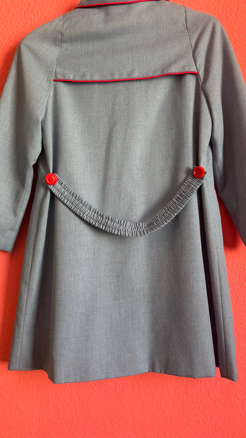 Vintage 1960s Blue Girls’ 10 Years Old Coat With Red Piping By Rainett Paris