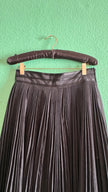 Vintage 1980s Black Pleated Midi Skirt With Velvet Trim