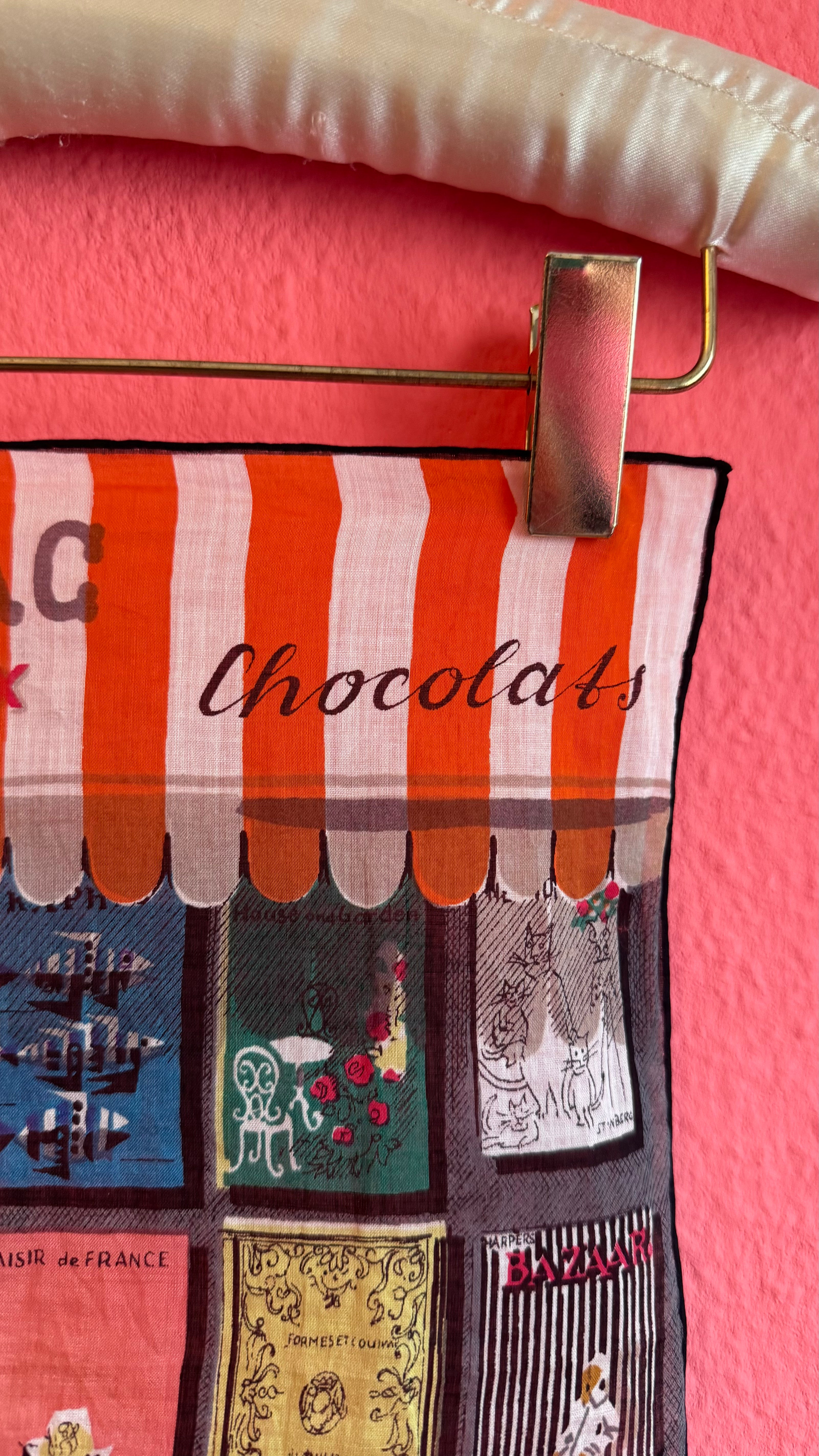 Vintage Estimated 1980s Novelty Print Collectible Foulard