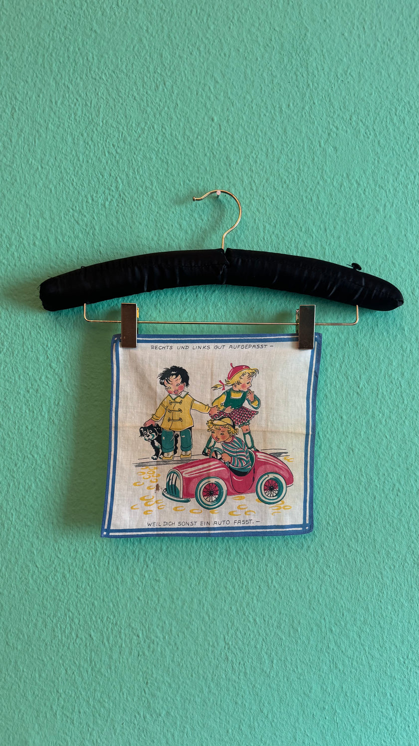 Vintage Estimated 1950s Children’s Road Safety Print Foulard