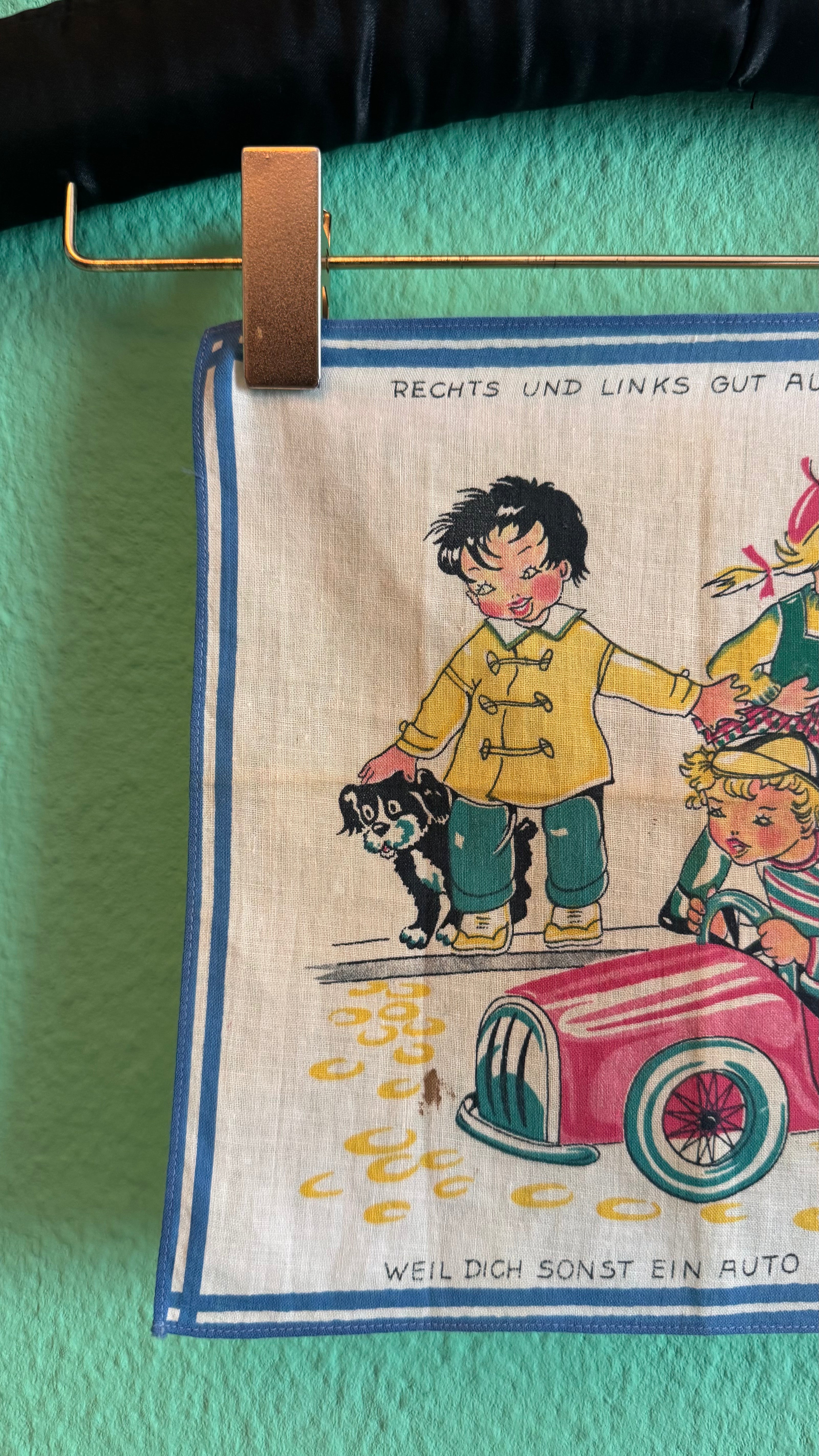 Vintage Estimated 1950s Children’s Road Safety Print Foulard