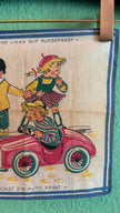 Vintage Estimated 1950s Children’s Road Safety Print Foulard