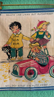 Vintage Estimated 1950s Children’s Road Safety Print Foulard