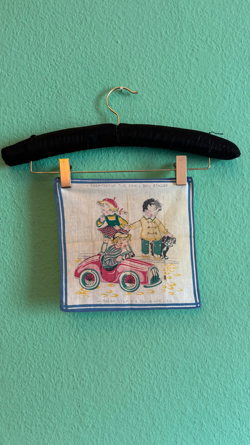 Vintage Estimated 1950s Children’s Road Safety Print Foulard