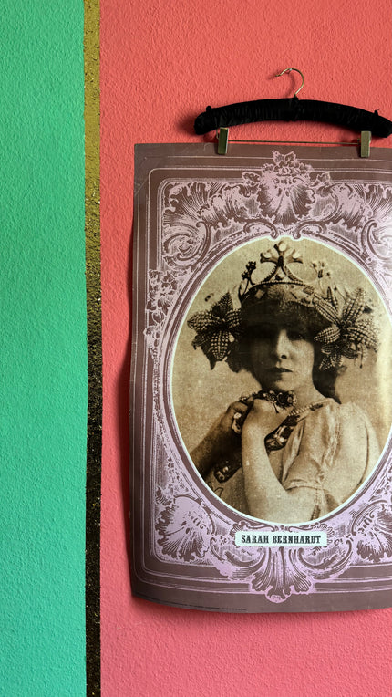 Vintage Estimated 1970s Sarah Bernhardt Portrait Poster
