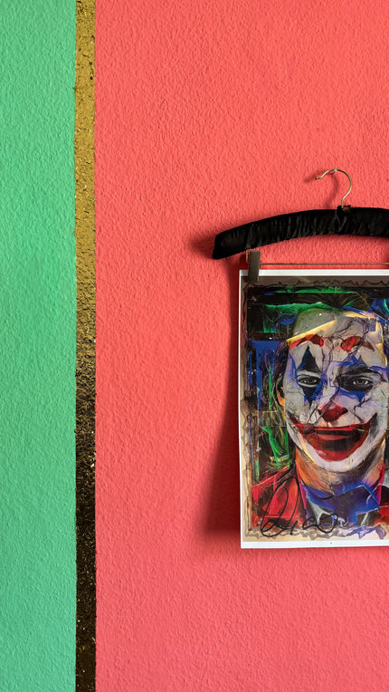 Contemporary Joker Portrait Art Print With Mixed-Media Effect