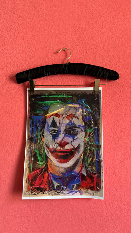 Contemporary Joker Portrait Art Print With Mixed-Media Effect