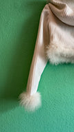 Vintage 1990s Ivory Ribbed Jacket With Feather Trim