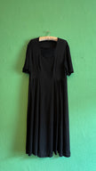 Vintage 1940s Black Rayon Day Dress