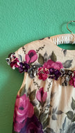 Vintage 1960s Floral Silk Crepe Top And Skirt Set
