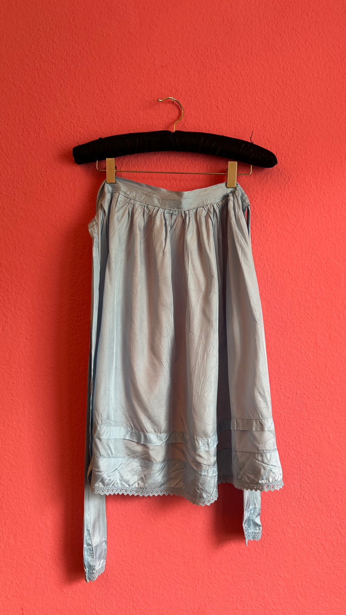 Vintage 1970s Century Pale Blue Silk Apron