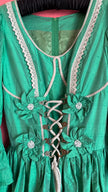 Vintage 1980s Emerald Green Silk Tracht Dress