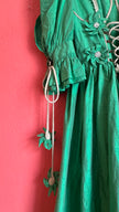Vintage 1980s Emerald Green Silk Tracht Dress