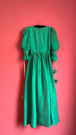 Vintage 1980s Emerald Green Silk Tracht Dress