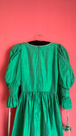 Vintage 1980s Emerald Green Silk Tracht Dress