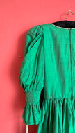 Vintage 1980s Emerald Green Silk Tracht Dress