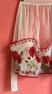 Vintage 1970s Sheer Chiffon Floral Apron