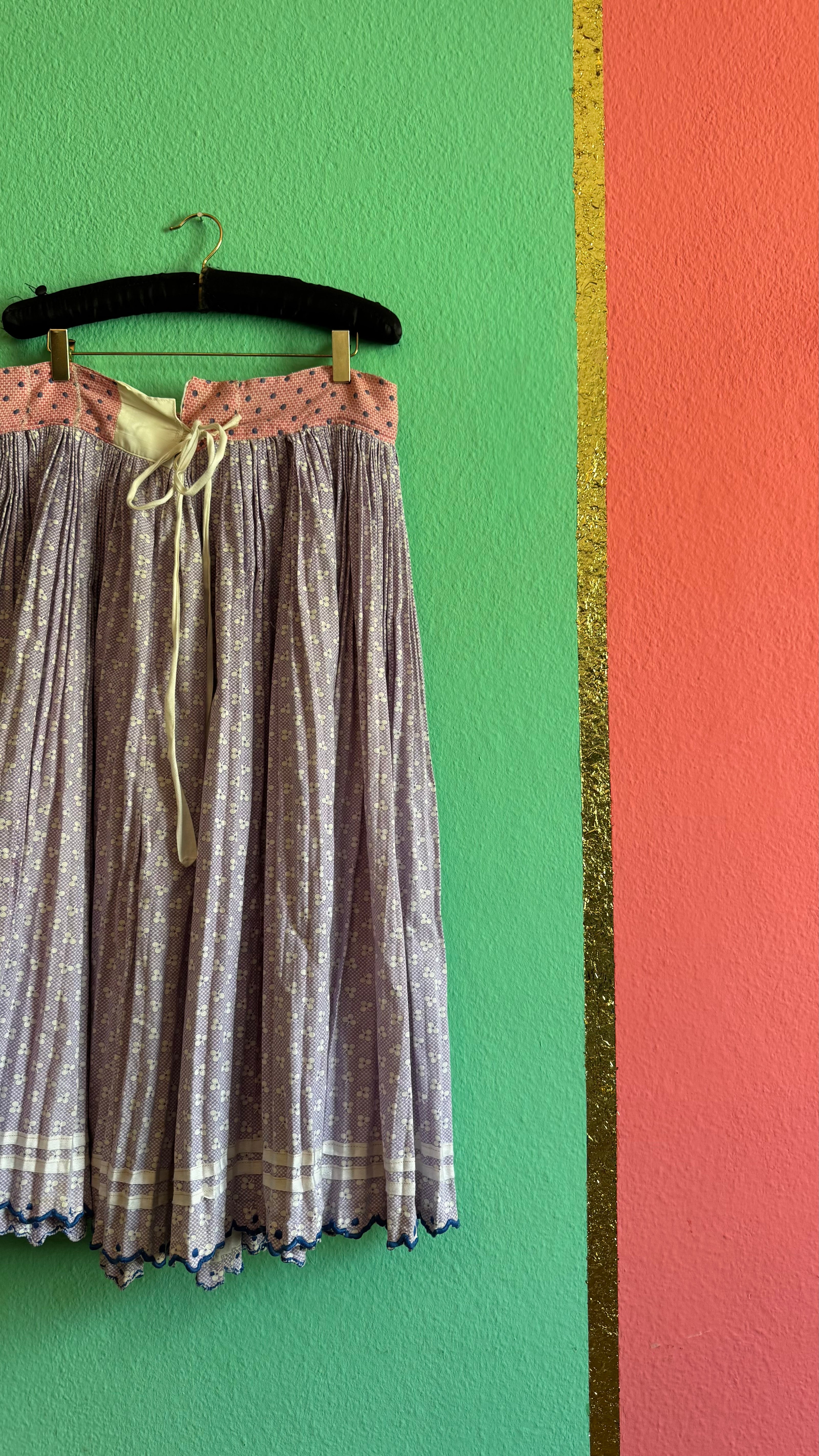 Vintage Early 20th Century Printed Cotton Folk Skirt