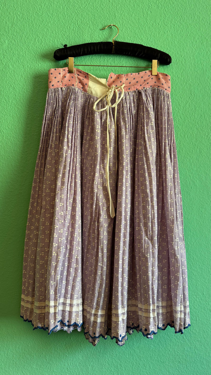 Vintage Early 20th Century Printed Cotton Folk Skirt