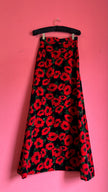 Vintage 1970s Mickhausen Black Velvet Poppy Print Skirt