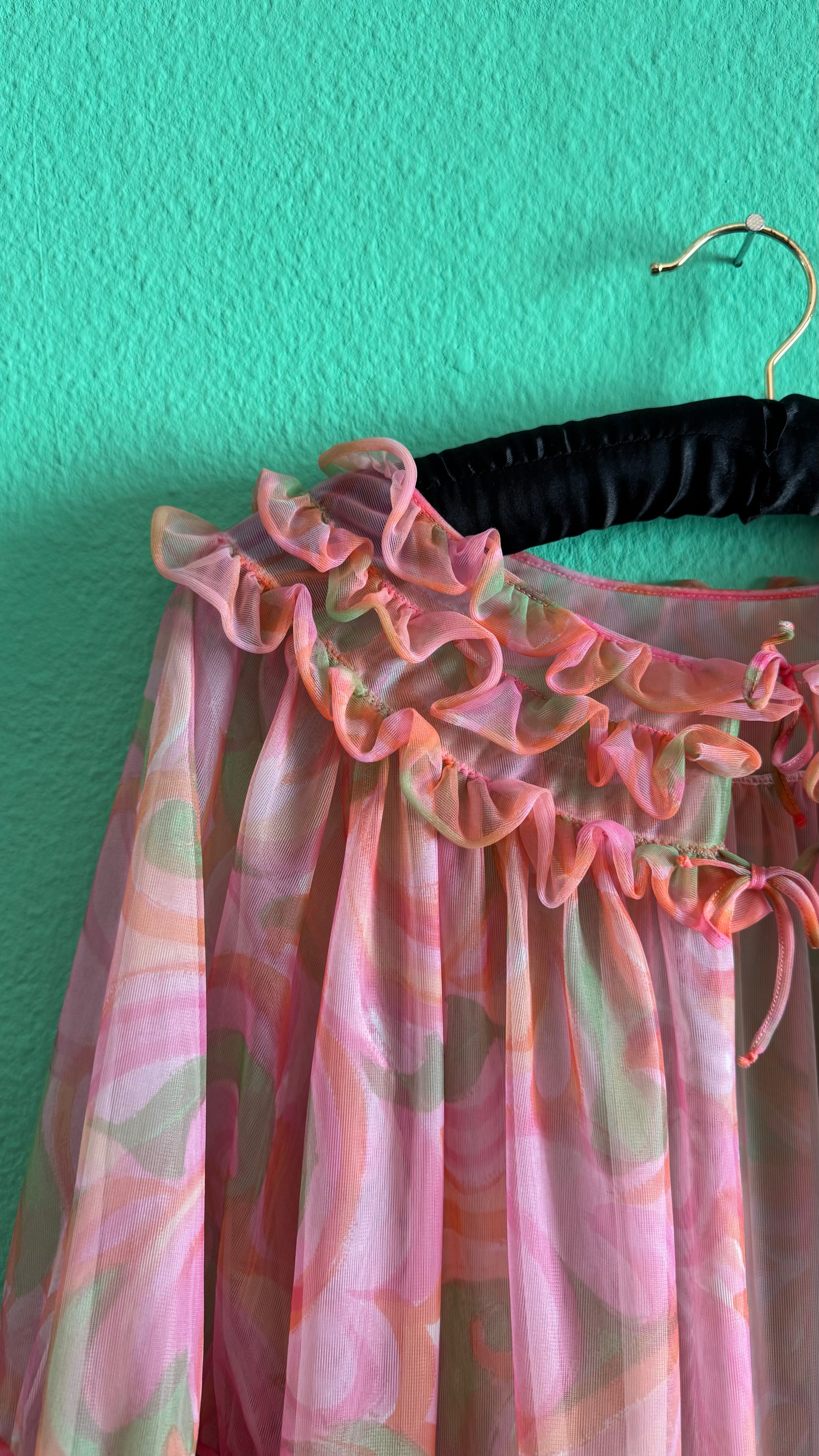 Vintage 1970s Pink Ruffle Nightgown