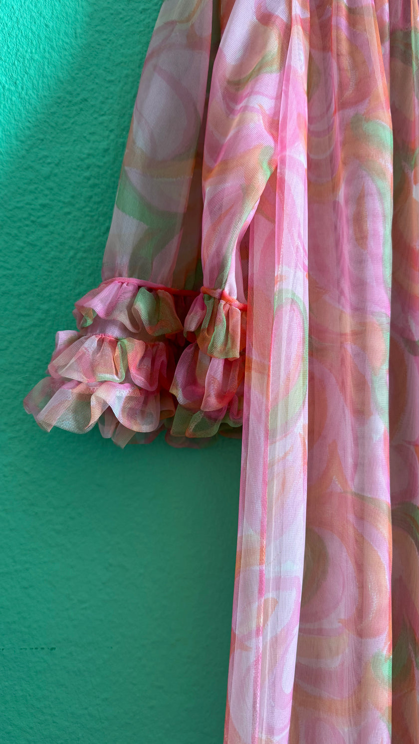 Vintage 1970s Pink Ruffle Nightgown
