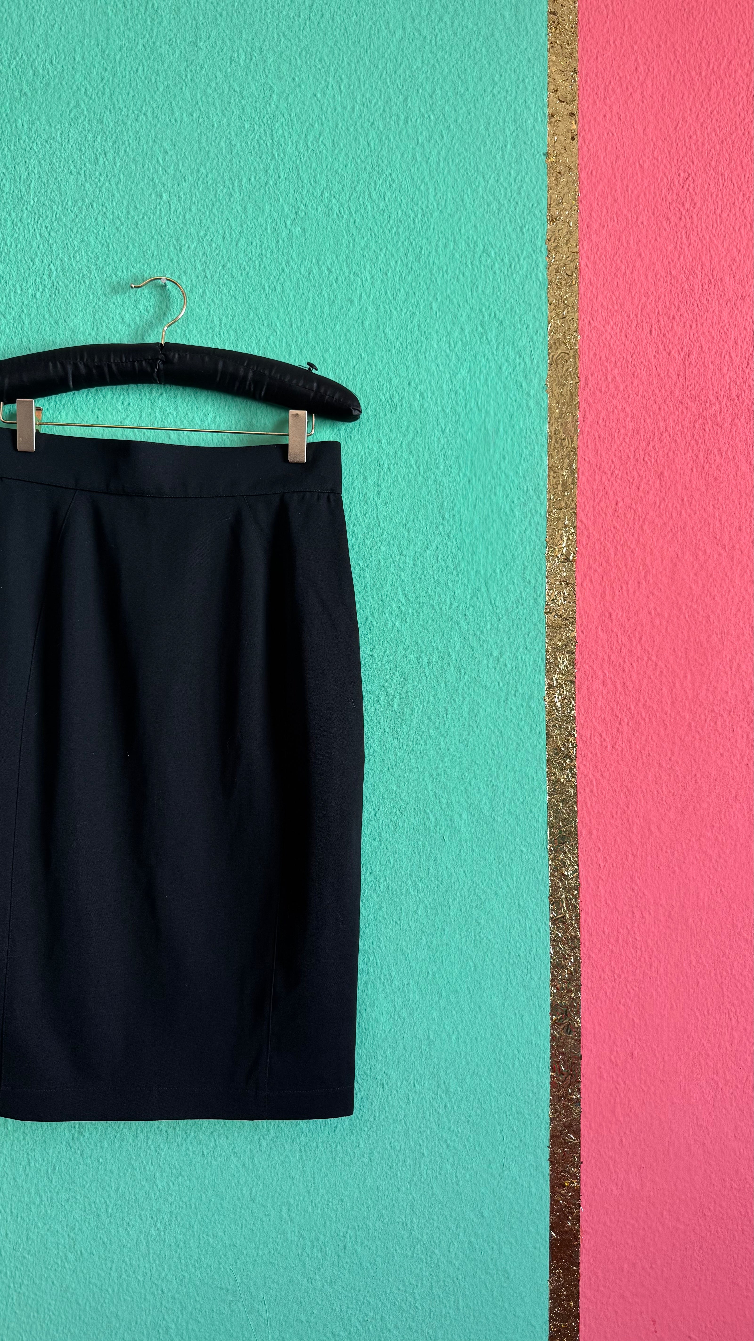 Vintage Thierry Mugler Black Virgin Wool Pencil Skirt