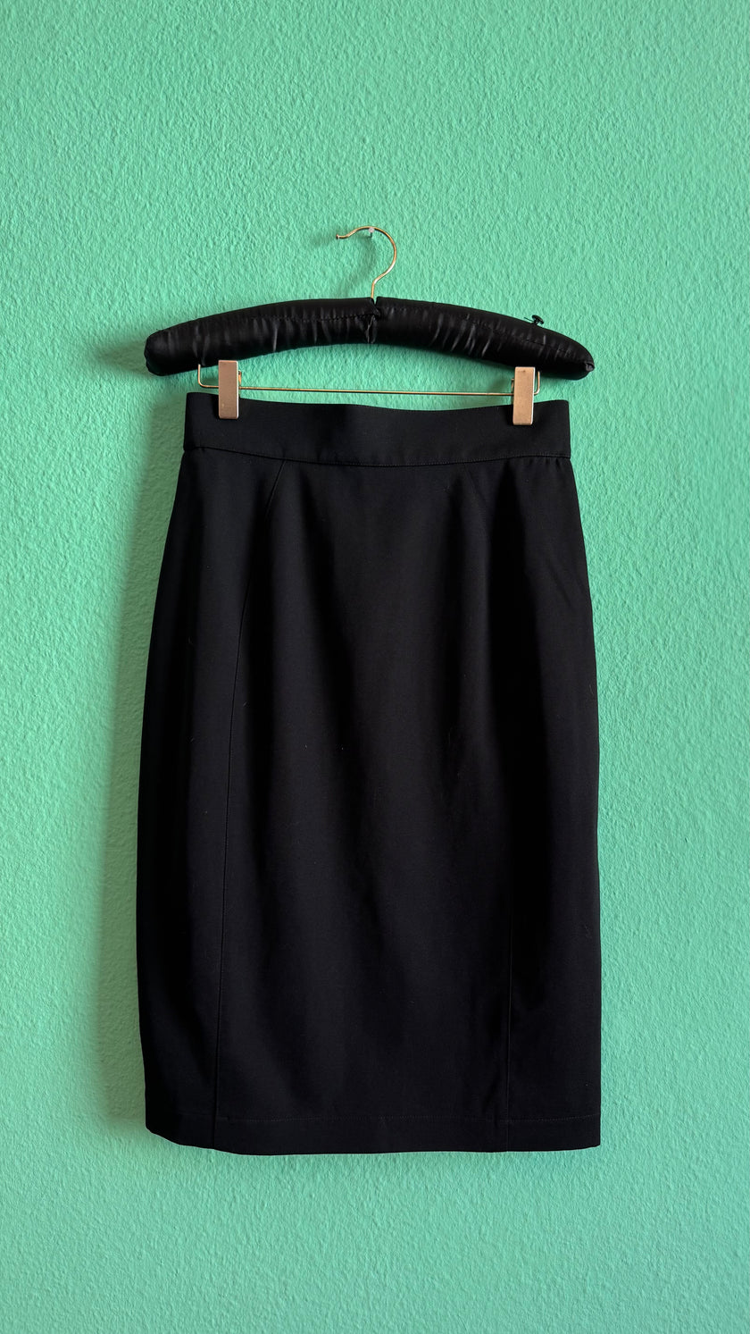 Vintage Thierry Mugler Black Virgin Wool Pencil Skirt