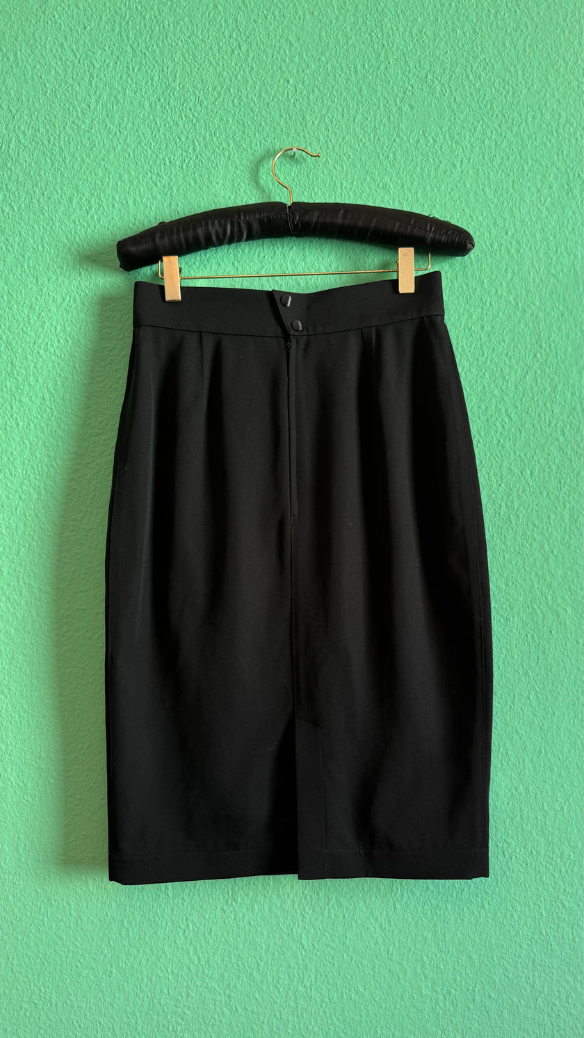 Vintage Thierry Mugler Black Virgin Wool Pencil Skirt