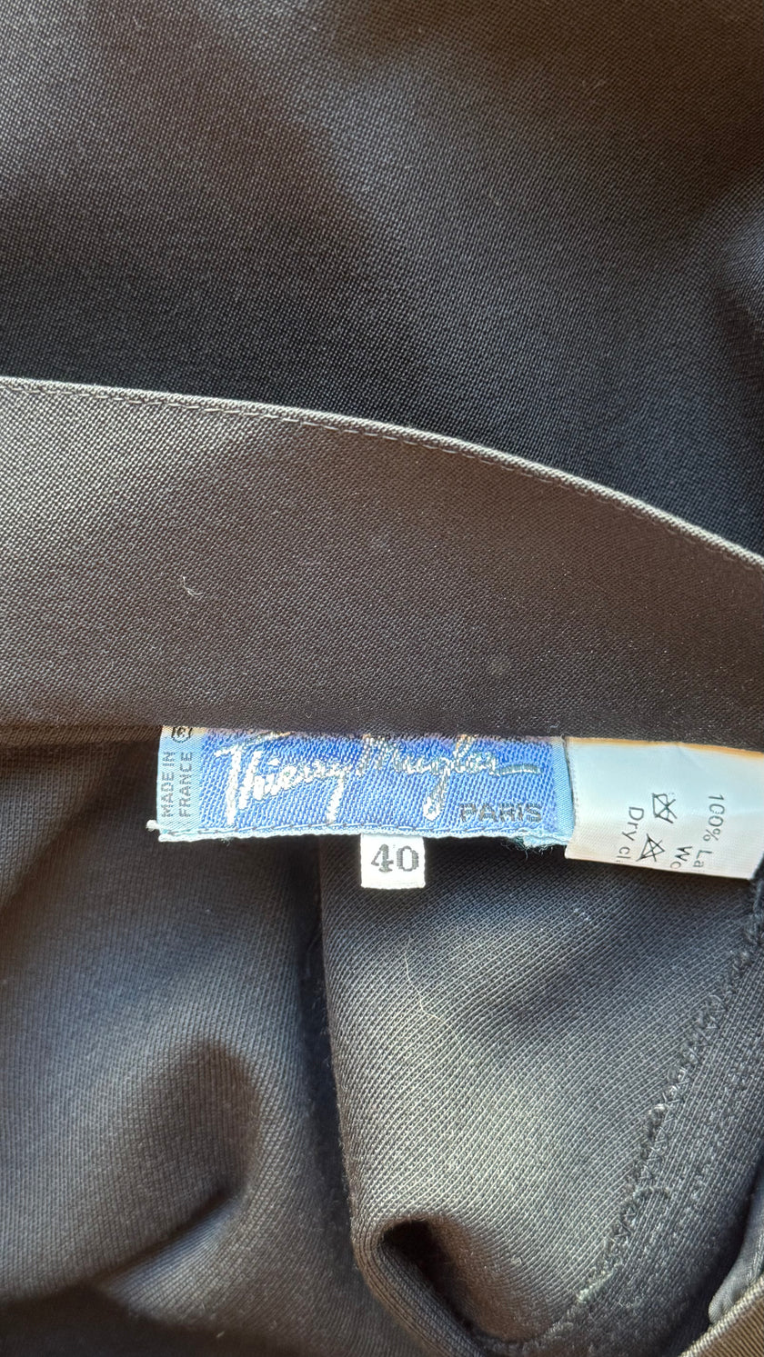 Vintage Thierry Mugler Black Virgin Wool Pencil Skirt
