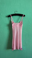 Vintage Estimated 1990s Pink Sequin Mesh Slip Dress