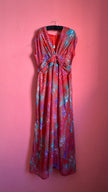 Vintage Estimated 1970s Red Draped Maxi Dress