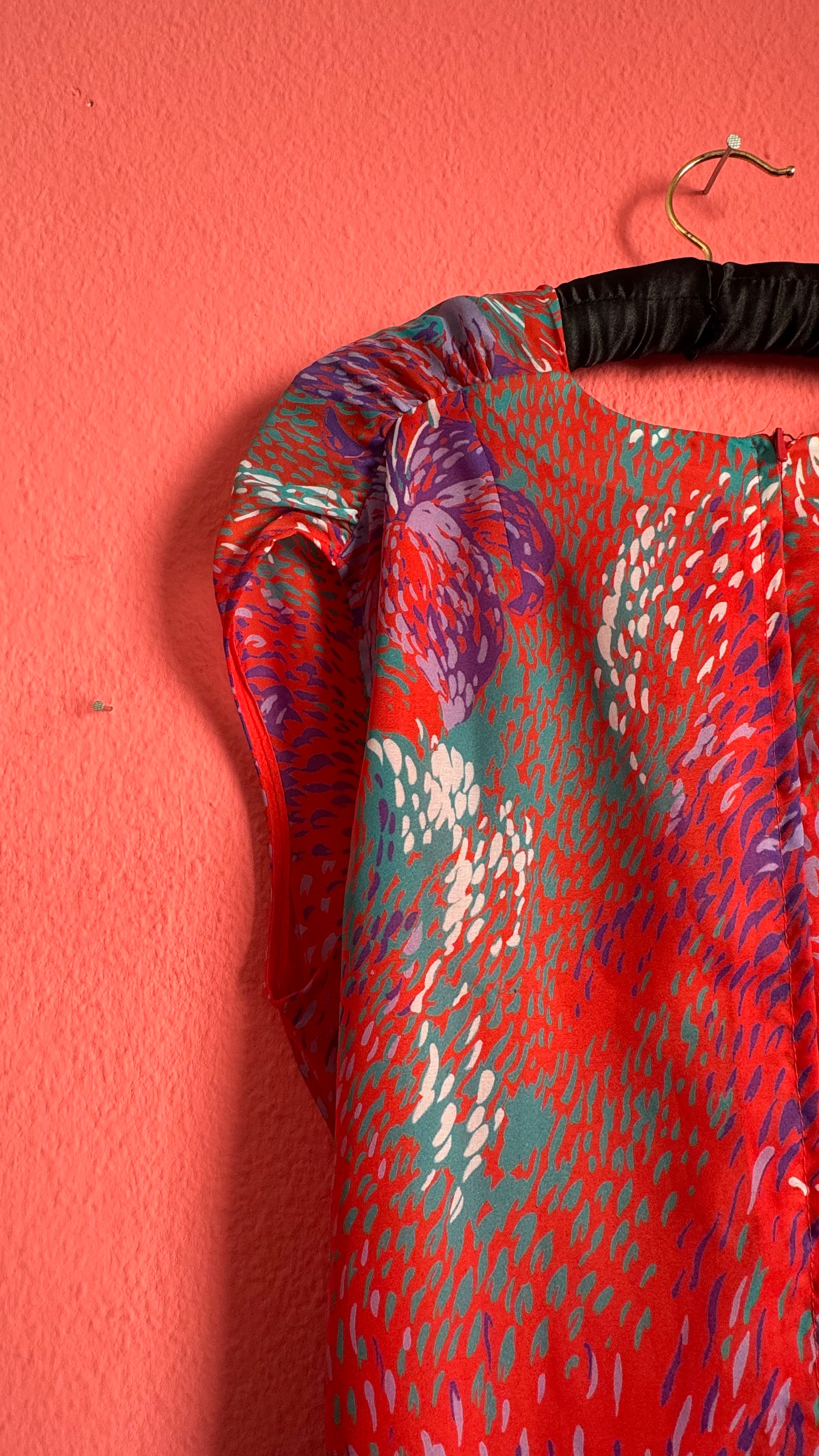 Vintage Estimated 1970s Red Draped Maxi Dress