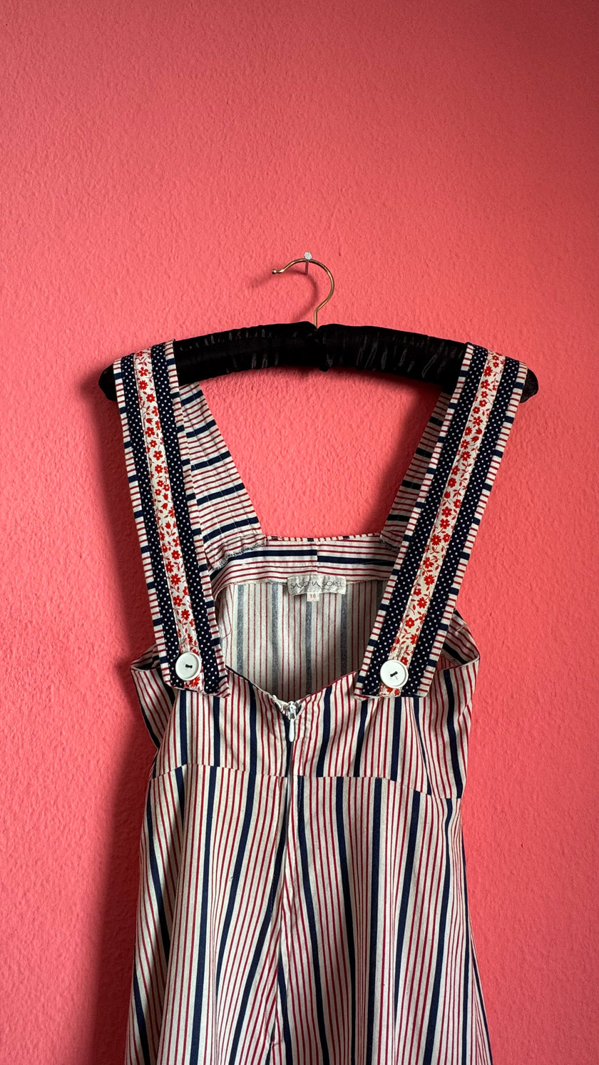 Vintage 1970s Sascha Morell Striped Cotton Jumpsuit