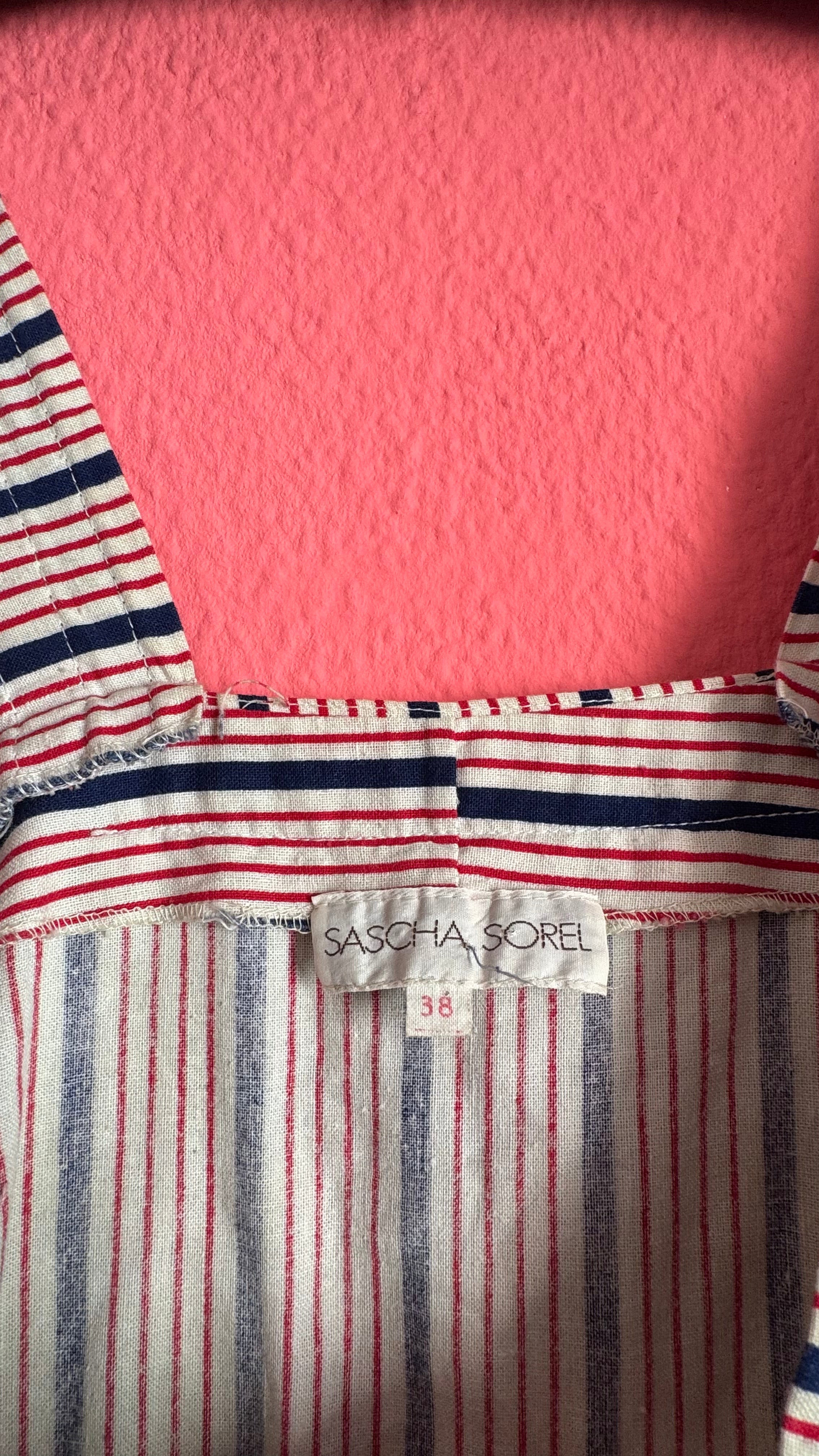 Vintage 1970s Sascha Morell Striped Cotton Jumpsuit
