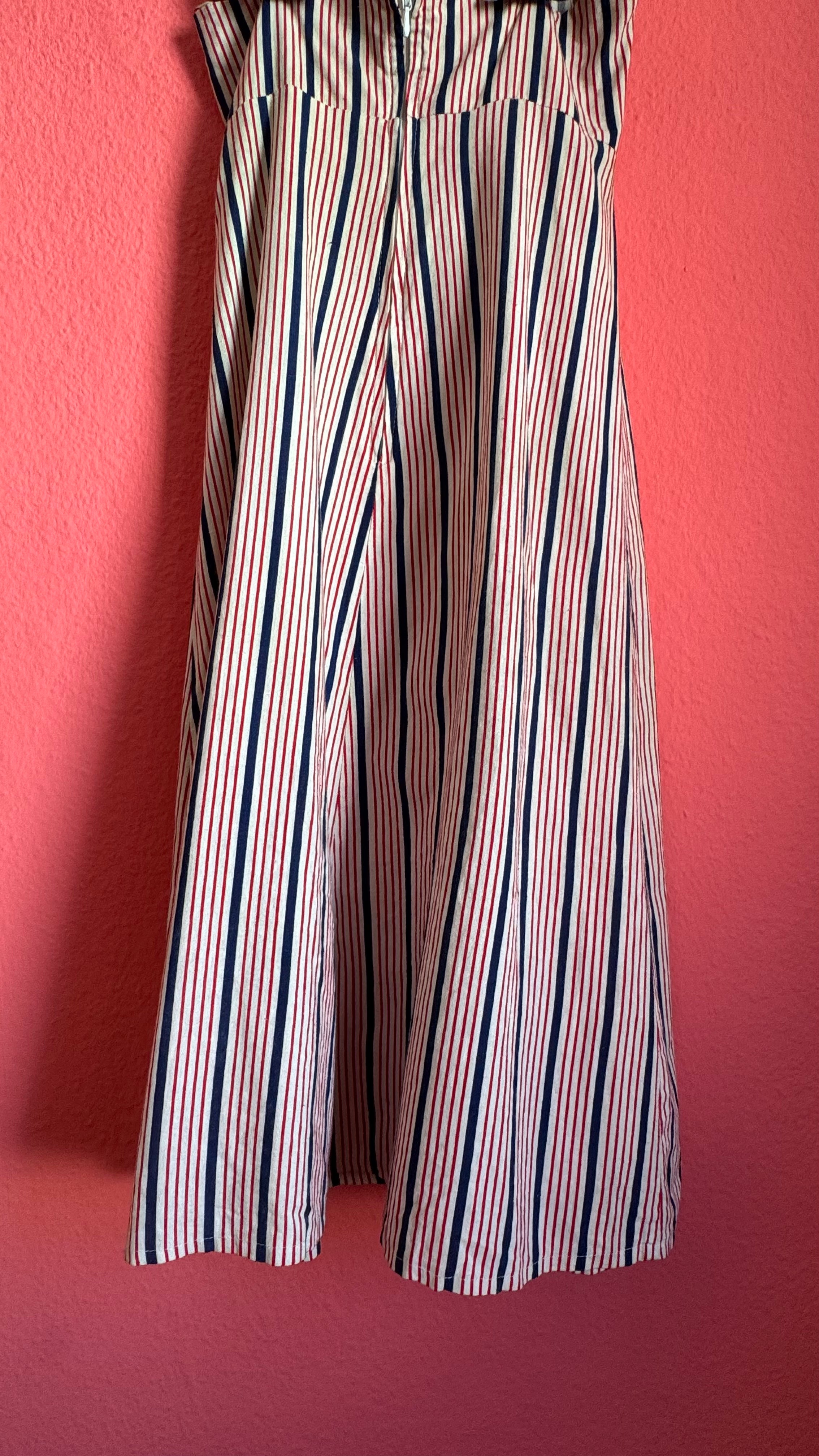 Vintage 1970s Sascha Morell Striped Cotton Jumpsuit