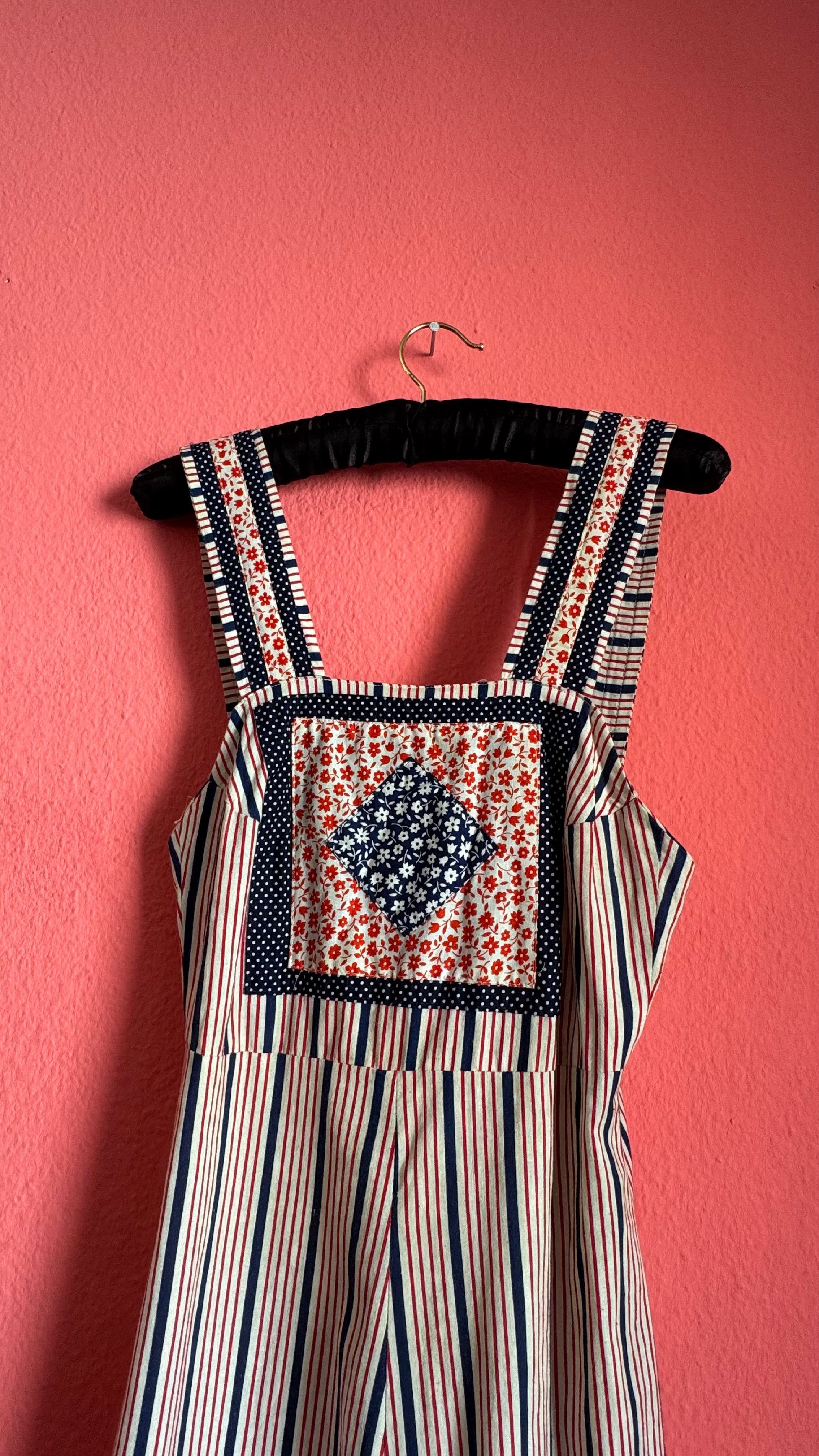 Vintage 1970s Sascha Morell Striped Cotton Jumpsuit