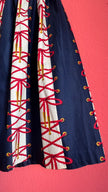 Vintage Estimated 1950s Navy Red Cotton Full Skirt