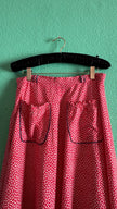 Vintage 1970s Red Floral Cotton Midi Skirt