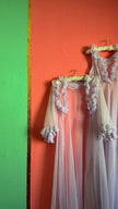 Vintage 1960s Pale Pink Ruffle Nightgown Set